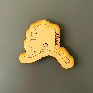 Alaska wood burned magnet